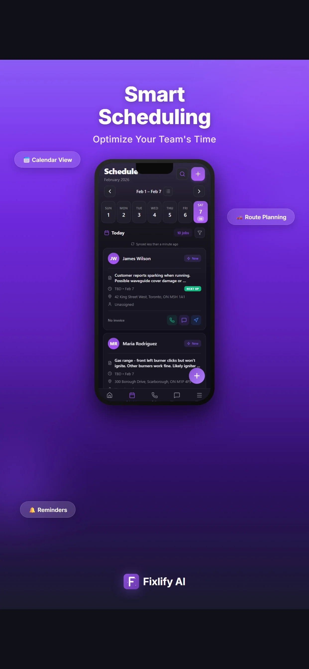 Official Fixlify iOS App Store image showing the technician schedule