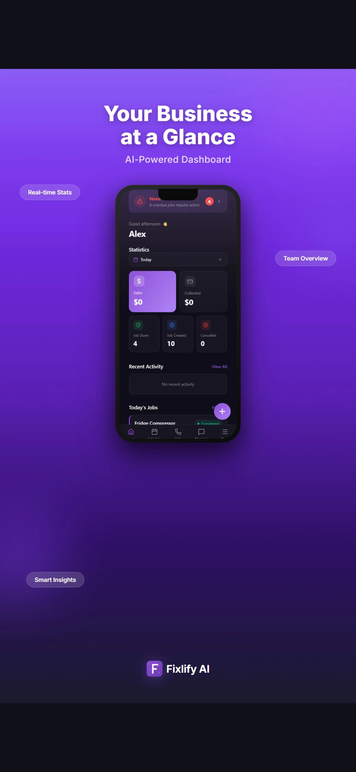 Official Fixlify iOS App Store image showing the field service dashboard